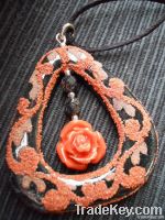 ROSSO CORALLO - PENDENTE TONDO CON INSERTO
