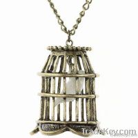 2012 new style vintage bird cage zinc alloy pendant necklace