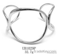 925 Sterling Silver Bangle with Rhodium Plating