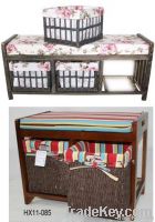 Modern wood stool, wood bench with storage cabinets