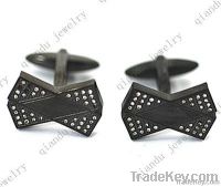 316L stainless steel black plated and stones cufflinks