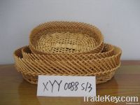 3 pcs oval wicker willow tray