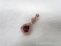 18K Gold Diamond Rubellite pendant