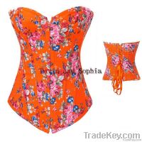 Lace Up Boned Butterfly Floral Corset