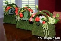 moss purse, moss basket, moss product, artifical moss purse planter