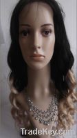 Indian human hair full lace wig, body wave two tone hair wig