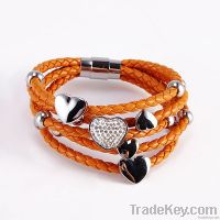 2012 Fashion Stainless Steel Braided Leather Bracelet Wholesale