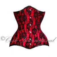 Red Satin With Black Mesh Waist