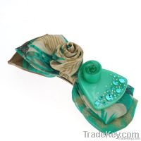 Green Korean Style Chiffon and Resin Barrette