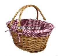 Handmade Wicker Basket With Folded Handle.