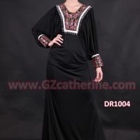 Black Jersey Arabic Women Clothing Embroidery