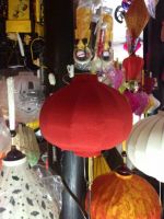 Vietnamese Silk Lantern And Bamboo Fan