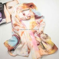 Long shawl printed georgette satin silk women scarves