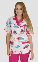 Medical print scrub tops