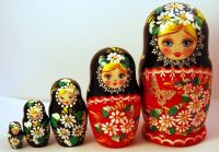 Beautiful Set Of 5 Russian Wooden