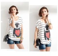 Women's clothing in stock Ladies penguim cute T-shirts wholesale high quality girl cotton T-shirts
