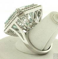 Michael Christoff heavy 18K white gold 29.13CTW diamond/aquamarine cocktail ring.