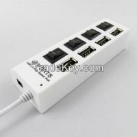 4-Port USB 2.0 Hub with Individual Power switches and LEDs.