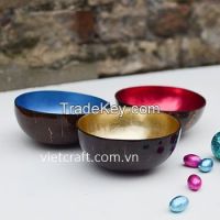 Lacquer Coconut Shell Bowl Gold Metallic