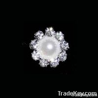 Silver rhinestone pearl charm costume garment button accessores