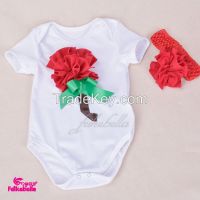 wholesale baby romper kid clothing with match ruffle skirt and bow headband sets baby clothing 3pcs