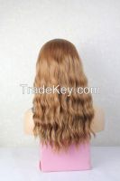 Women Sexy Light Brown Oblique bangs Large waves mechanism dedicated big Curl Roll wave bangs scroll Loose Wave