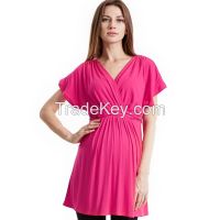Maternity Basic Blouse Top, V Neck