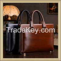 leather business bag 14 Inch Men's portfolio laptop leather briefcase