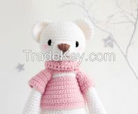 LIZZIE THE WISE BEAR (DREAM GUARDIANS COLLECTION) - BABY HANDMADE AMIGURUMI PLUSH TOYS, WOOL KNITTED