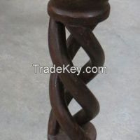 Tall Carved Wooden Candle Pillar With