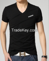 Men V-neck T-shirts with Short Sleeve