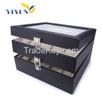 Leather cover MDF watch box with clear window