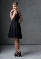 Black Lace Bateau Knee-length Bridesmaid