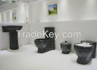 Classic Black Ceramic Toilet Sets Sanitary Ware with Platinum Engraved